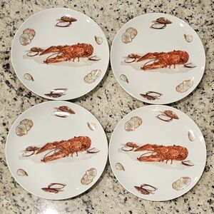 Olde Nantucket By Seymour Mann White and Red Lobster Salad Plates